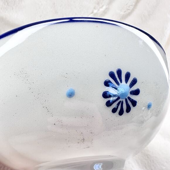 Vintage Turkish Grand Bazaar Ceramic Bowl Hand Painted Blue Floral Design - Picture 7 of 7